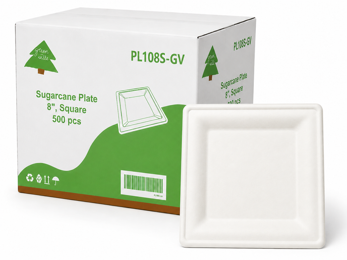 8" Square Sugarcane Plate
