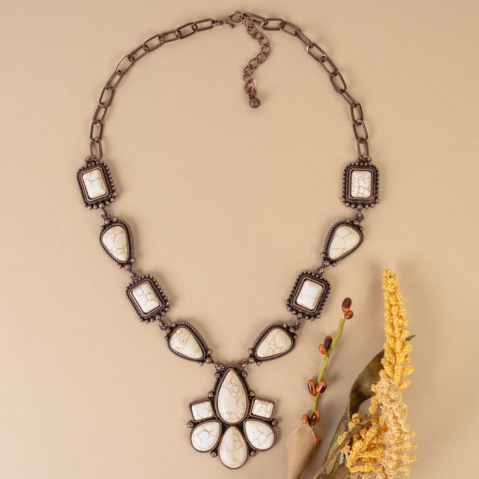 92008 - Squash Blossom Necklace - Ivory & Copper