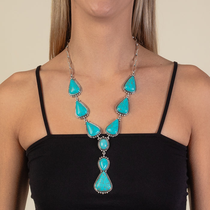 92012 - Squash Blossom Necklace - Turquoise & Silver