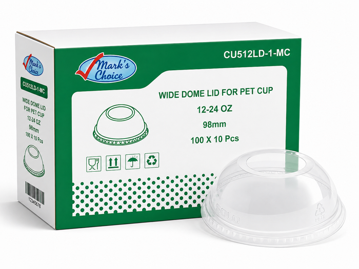 98mm PET Dome Lids with Wide Open Hole Sized for Spoon
