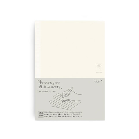 Silhouetted midori thick ruled a5 notebook against white background.
