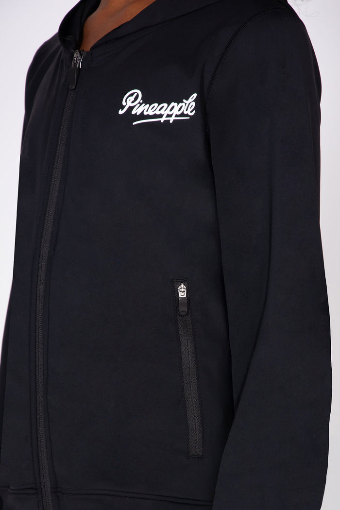 Black hoodie with 'Pineapple' logo on a white background