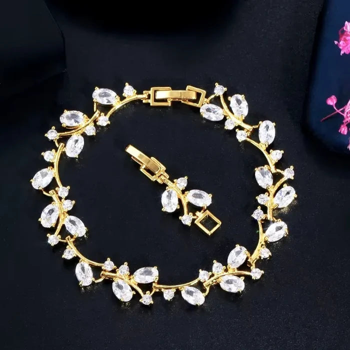 Alaya - Cubic Zirconia Vine Bridal Bracelet - Silver, Gold & Rose Gold