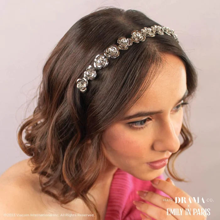 All that Glitters Gift Box with 1 Crystal Hair Band & 1 Rose Hair Band - Silver