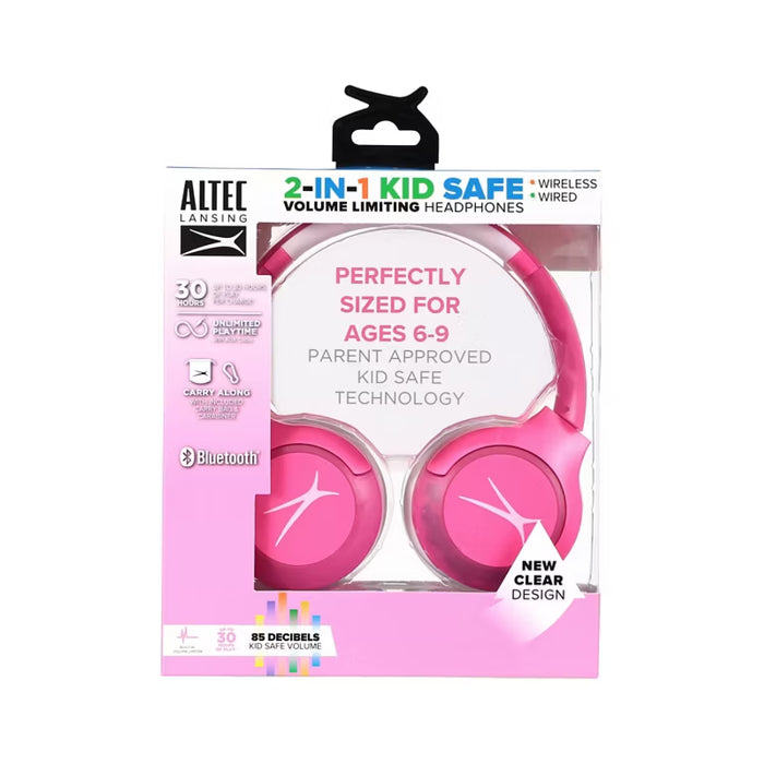 Altec Lansing Kid Safe Wireless Wired Headphones - Pink