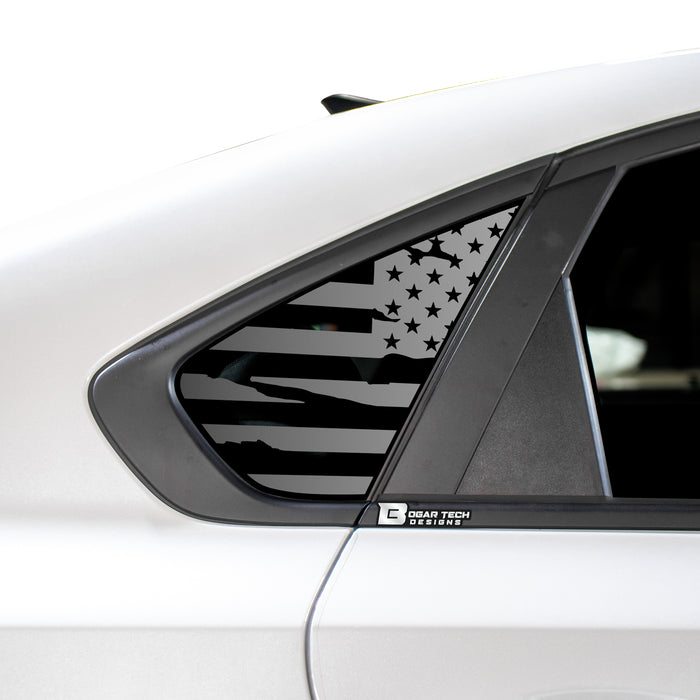 Quarter Window American Flag Vinyl Decal Stickers Fits Kia Forte 2019 - 2024 - Bogar Tech Designs