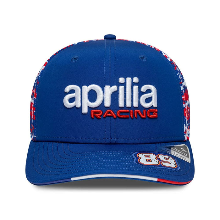 Pictured is this Aprilia Replica Jorge Martin Le Mans Race Special 9SEVENTY Stretch Snap cap in blue. 2