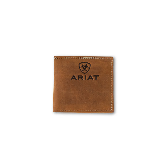 Ariat Men's Embossed Logo Brown Leather Bifold Wallet