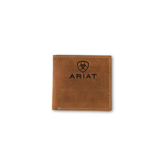 Ariat Men's Embossed Logo Brown Leather Bifold Wallet