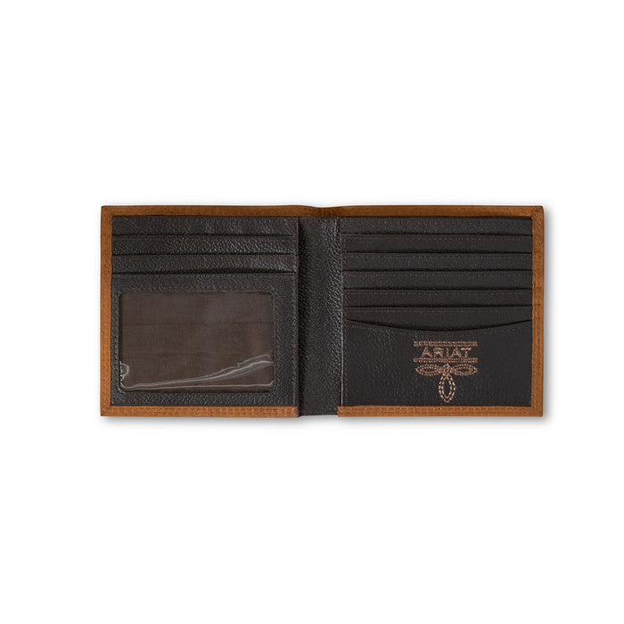 Ariat Men's Embossed Logo Brown Leather Bifold Wallet