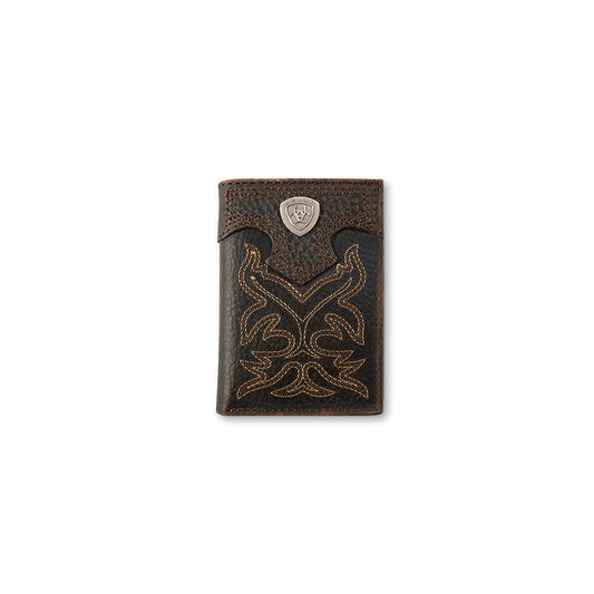Ariat Shield Concho Leather Trifold Wallet