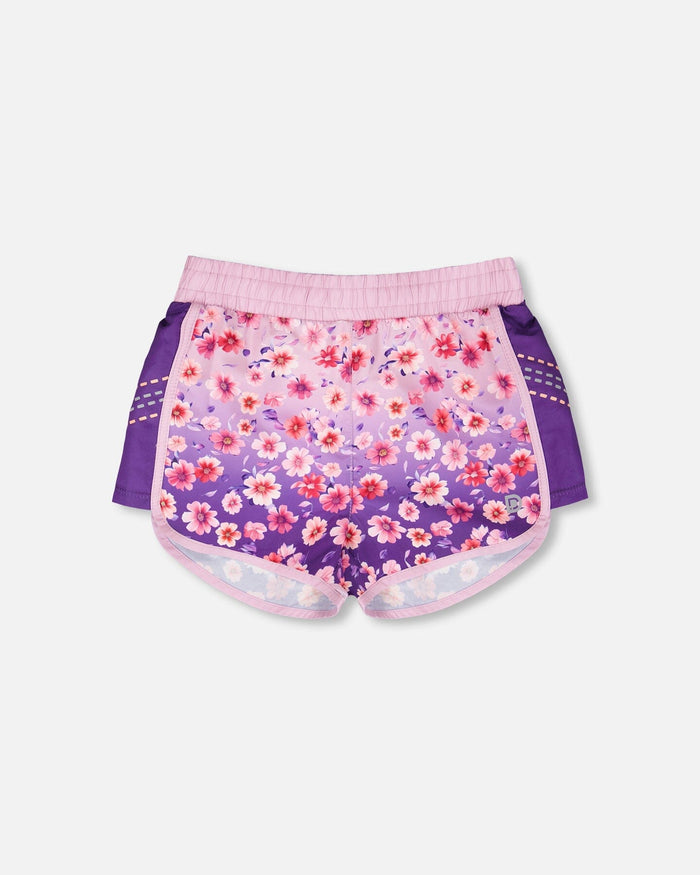 Athletic Shorts In Recycled Polyester Mauve Floral Gradient-0