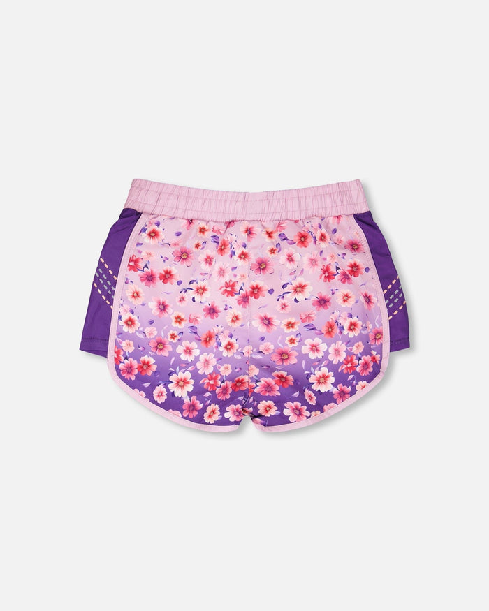 Athletic Shorts In Recycled Polyester Mauve Floral Gradient-1