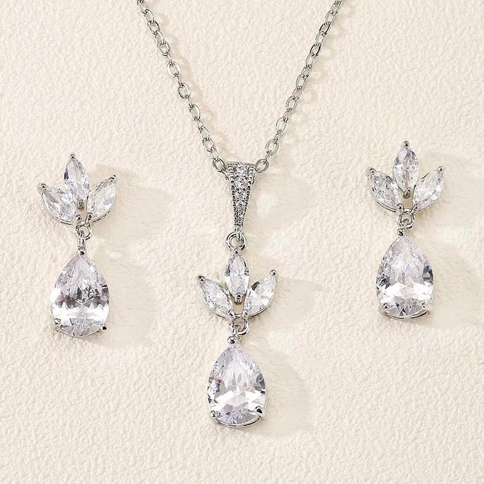 Delicate CZ Bridal Jewelry Set | Wedding Jewelry - Silver & Gold