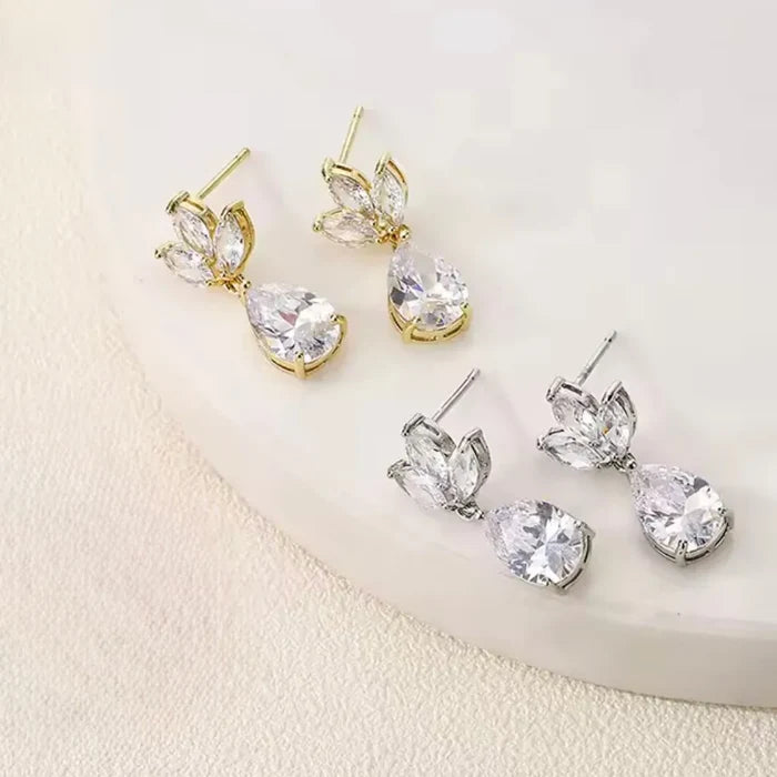 Delicate CZ Bridal Jewelry Set | Wedding Jewelry - Silver & Gold