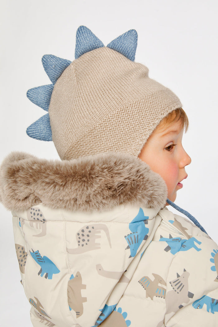 Baby Dino Winter Peruvian Knit Hat Light Taupe-1