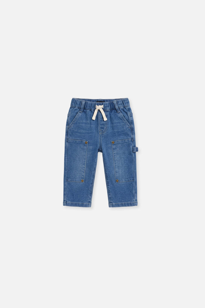 Baby French Terry Denim Pants Light Blue-0