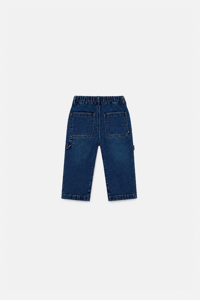 Baby French Terry Denim Pants Navy Blue-1