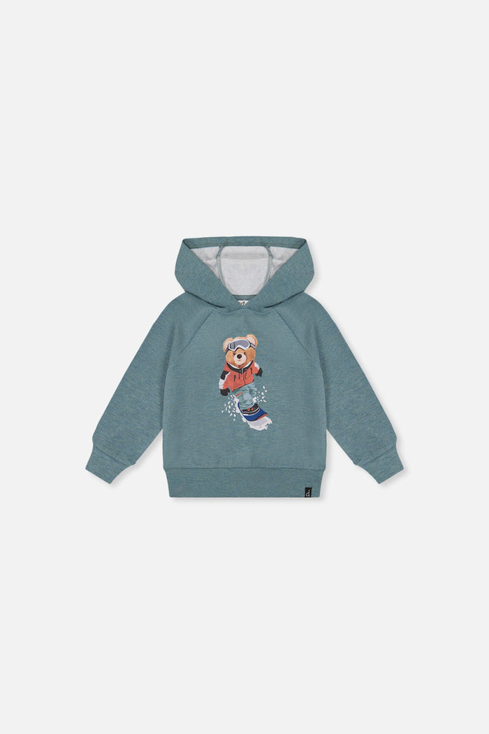Baby Hoodie With Screenprint Pale Turquoise-0