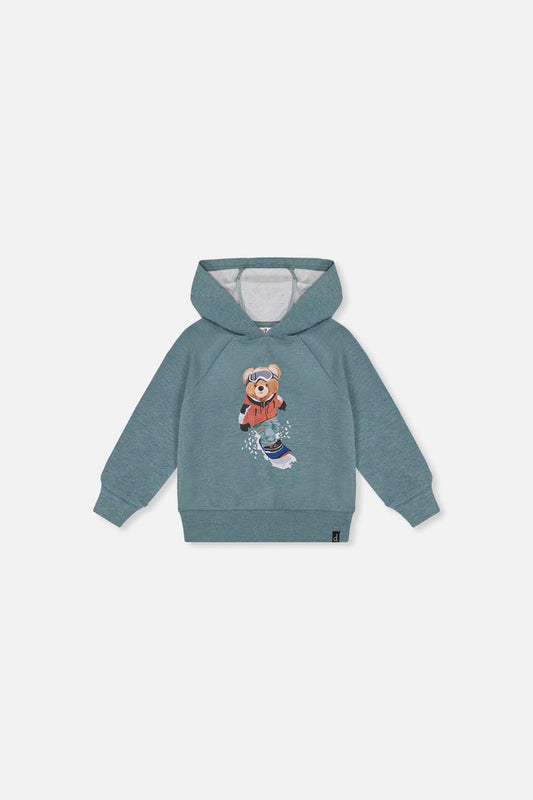 Baby Hoodie With Screenprint Pale Turquoise-0