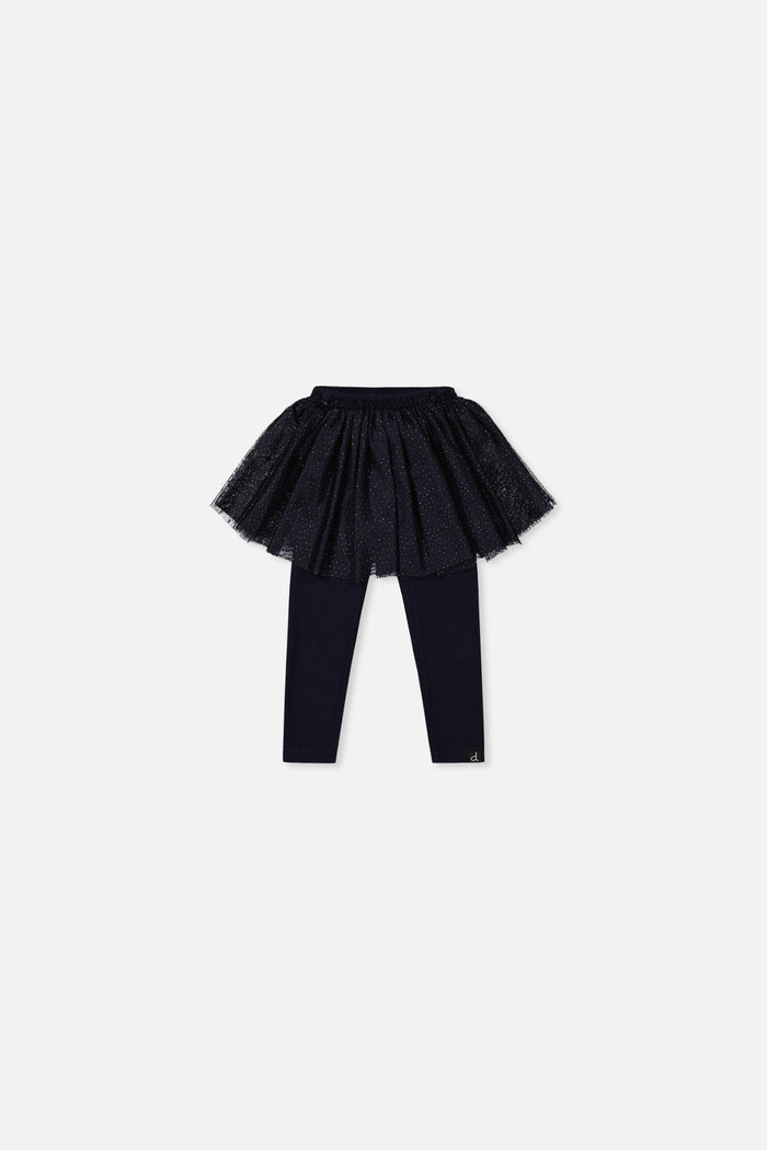 Baby Leggings With Integrated Tulle Skirt Dark Blue-0
