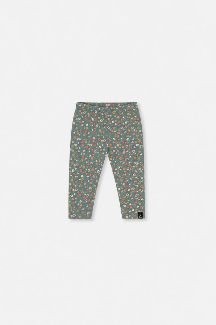 Baby Organic Cotton Leggings Green Floral Print-0