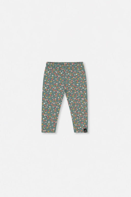 Baby Organic Cotton Leggings Green Floral Print-0