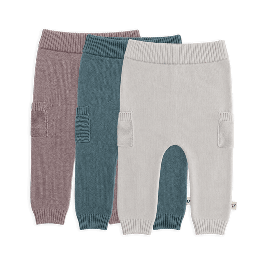 Baby Side Pocket Sweater Knit Pants, Organic 3 Colors