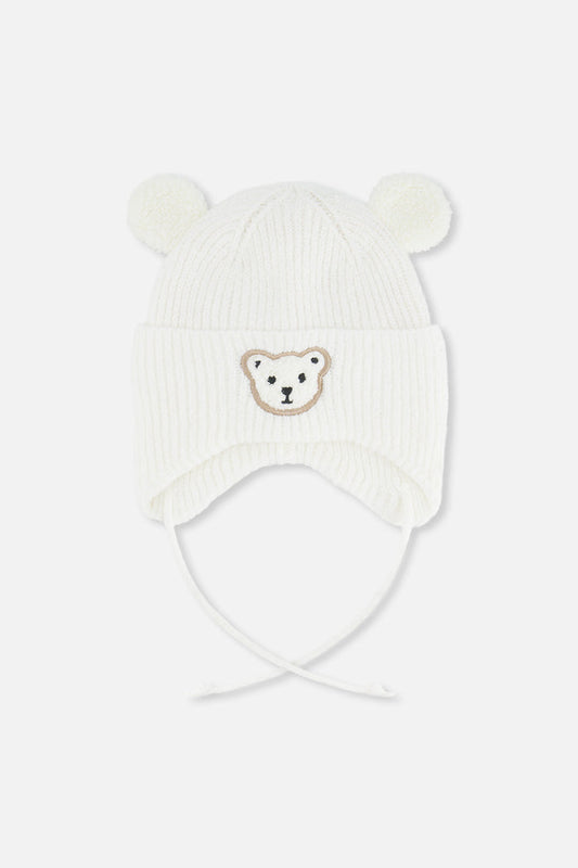 Baby Winter Knit Hat With Ear Flaps And Ears Off-White-0