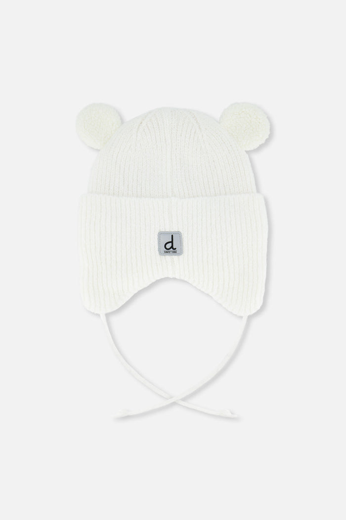 Baby Winter Knit Hat With Ear Flaps And Ears Off-White-2
