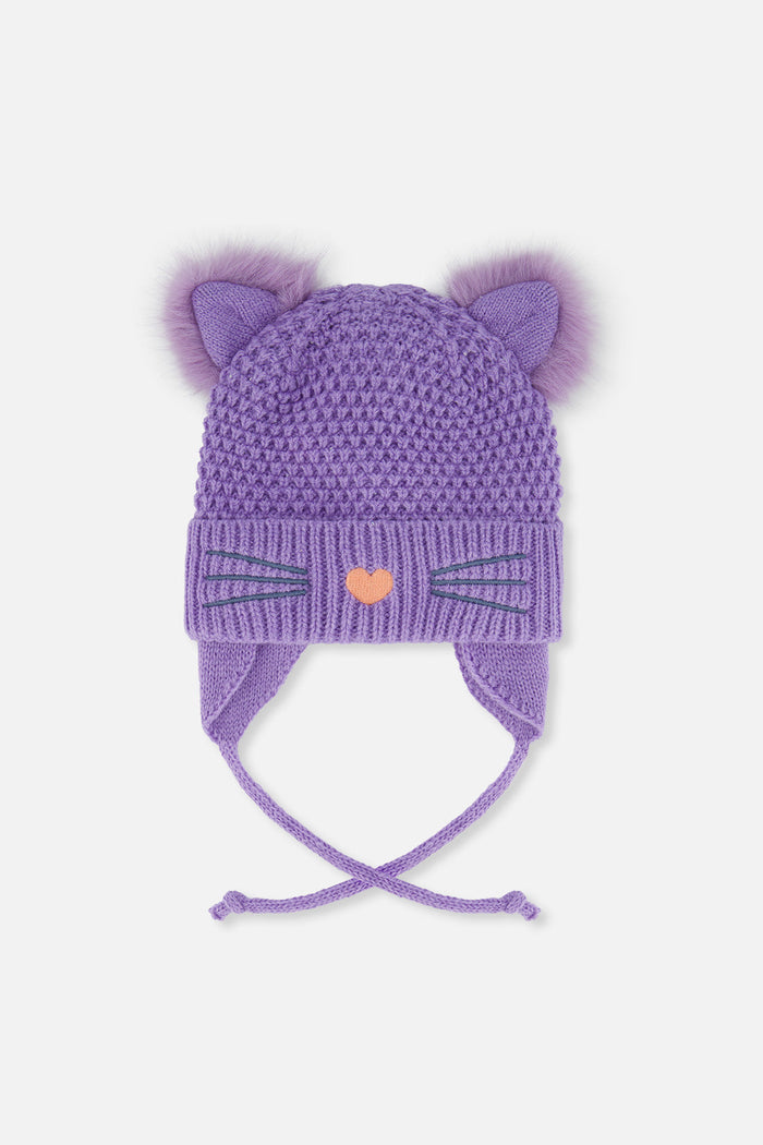 Baby Winter Knit Hat With Ears Violet-0