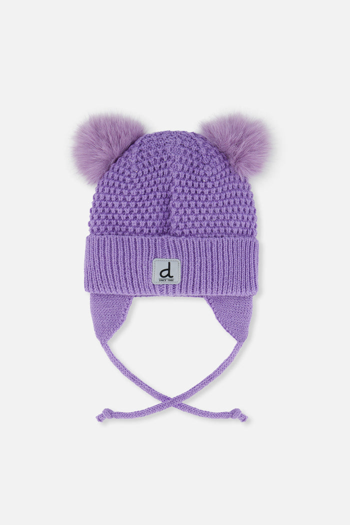 Baby Winter Knit Hat With Ears Violet-1
