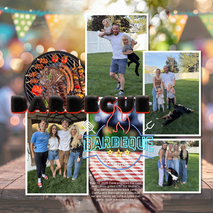 Fire up the grill! These realistic barbeque embellishments, papers, neon signs, and charcoal alpha set by Lucky Girl Creative digital art for digital scrapbooking are great for family reunions, Father's Day, Memorial Day, the 4th of July, Independence Day, Canada Day, picnics, and summer backyard grilling and smoking. Embellishments include apron, beer, keg, ketchup, mustard, charcoal, sauce, mayo, olive oil, drink, beverage, barbeque, barbecue, BBQ, soda, cola, ice cooker, coke, bottle, potato chip,