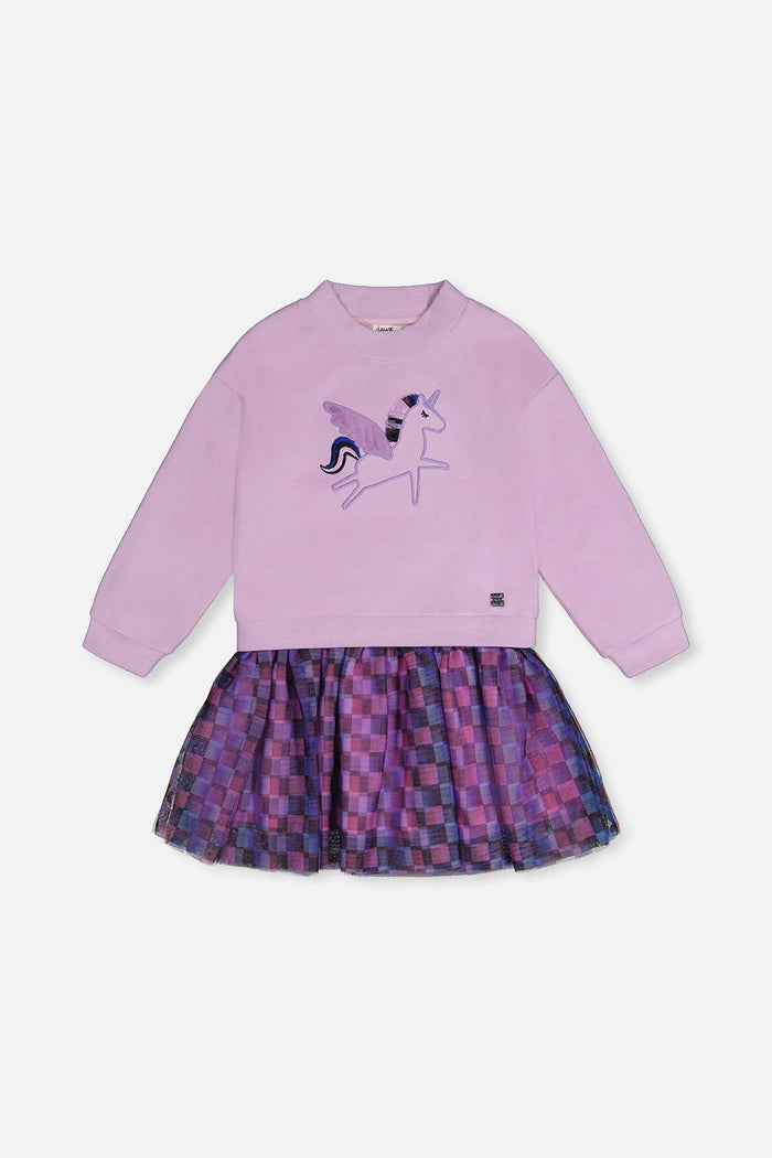 Bi-Material Dress Violet-0