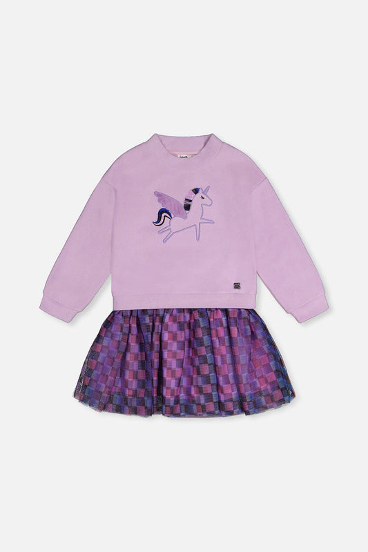 Bi-Material Dress Violet-0