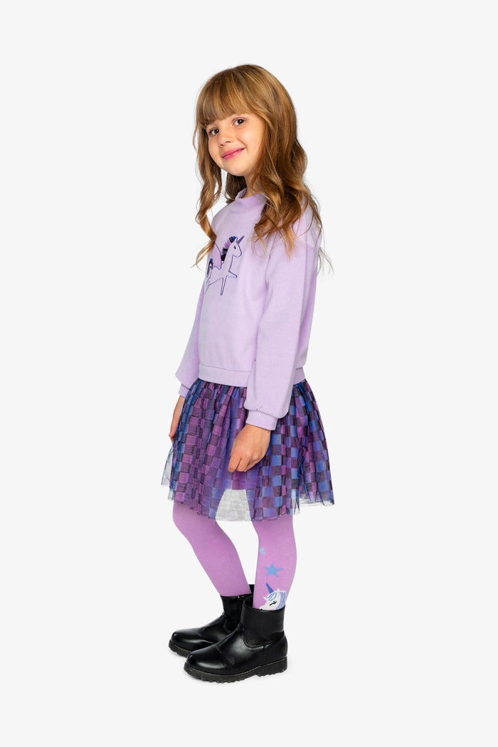 Bi-Material Dress Violet-2
