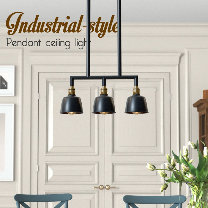Black And Brass Linear Pendant Ceiling Light E27 ~5638
