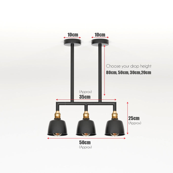 Black And Brass Linear Pendant Ceiling Light E27 ~5638