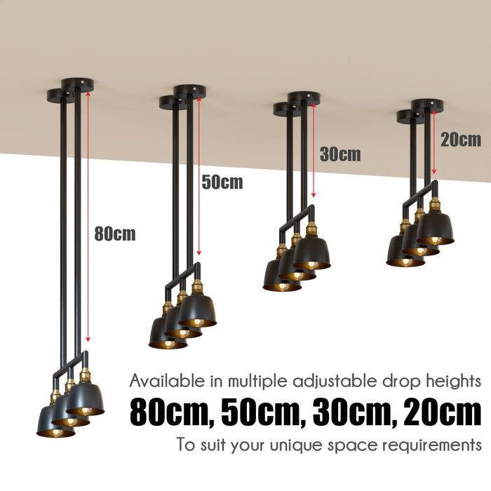 Black And Brass Linear Pendant Ceiling Light E27 ~5638