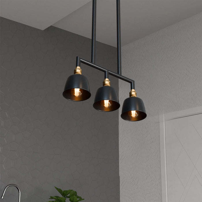 Black And Brass Linear Pendant Ceiling Light E27 ~5638
