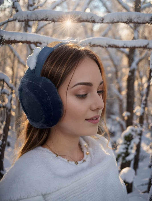 Black Faux Fur Foldable Adult Earmuffs