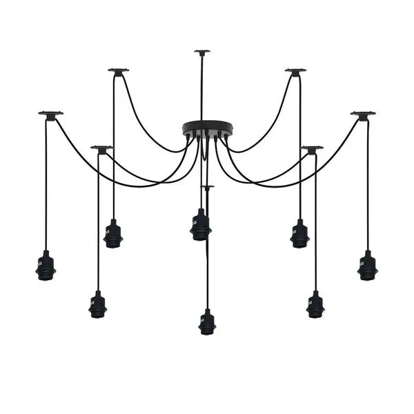 Black Pendant Light Spider with Rubber Cable Metal Lamp Holder~1122