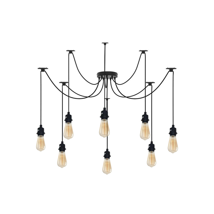 Black Pendant Light Spider with Rubber Cable Metal Lamp Holder~1122