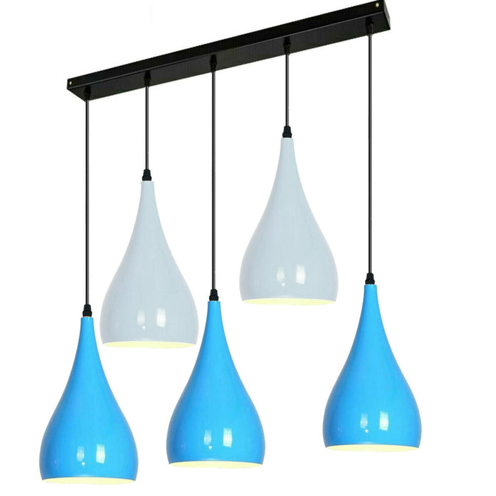 Blue And White Light Pendant Hanging Light Industrial 5 Outlet Pendant~1629