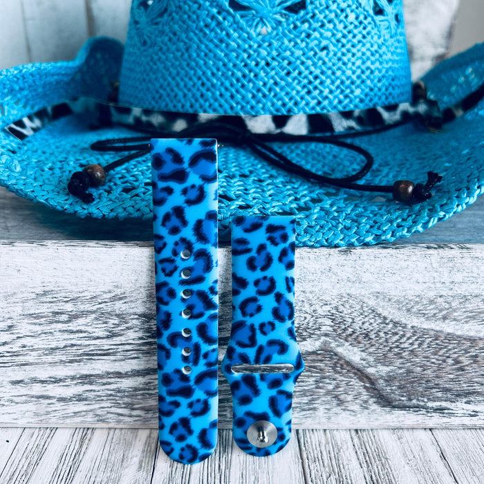 Blue Leopard Print Silicone Band For Samsung Watch - Fancy Bands