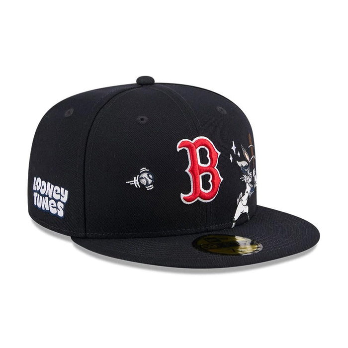 Pictured is this MLB X Looney Tunes Bugs Bunny Boston Red Sox 59FIFTY Fitted cap in navy. 1