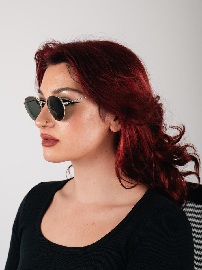 Brandon Wireframe Sunglasses | Gold-Green-Image 3