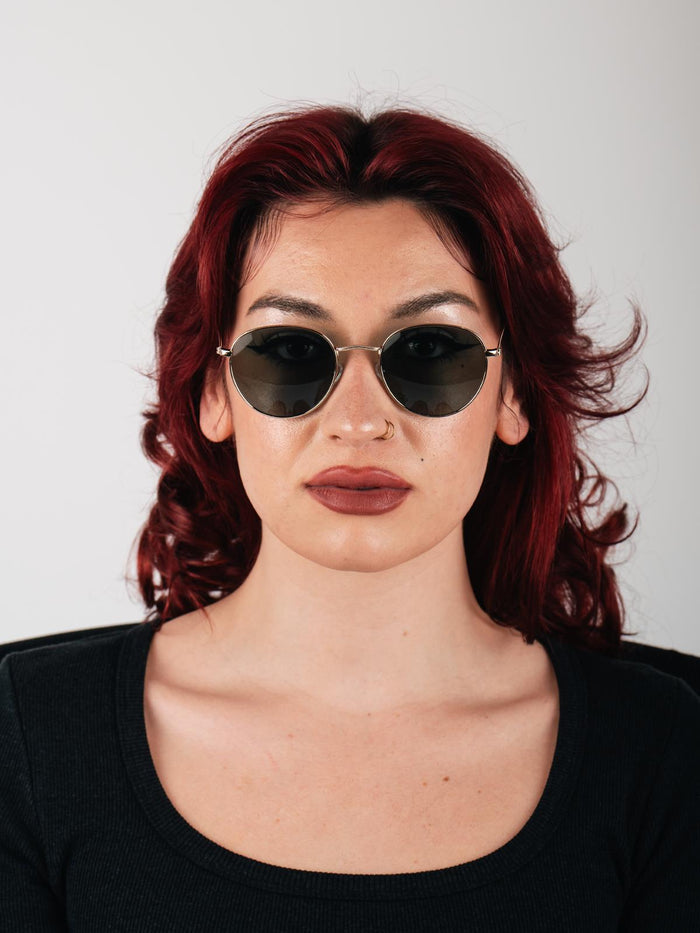 Brandon Wireframe Sunglasses | Gold-Green-Image 4