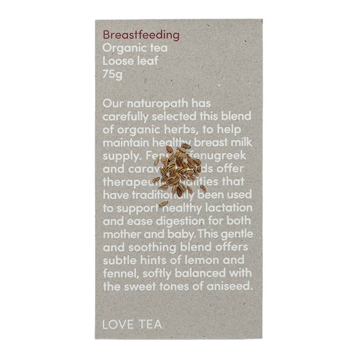 50g box Love Tea Breastfeeding Loose Leaf Tea, herbal blend to help maintain healthy breast milk supply.
