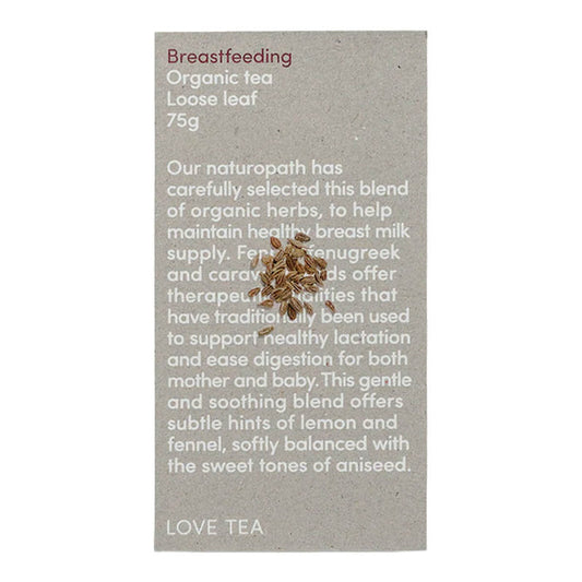 50g box Love Tea Breastfeeding Loose Leaf Tea, herbal blend to help maintain healthy breast milk supply.